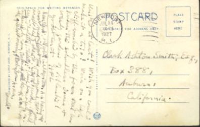 HPL Postcard to Clark Ashton Smith