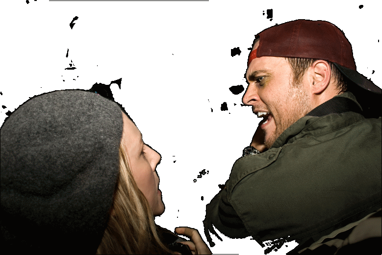 Tina Benko and Cheyenne Jackson as duelling paparazzi in PHOTO OP, a short film by Shawn Nacol
