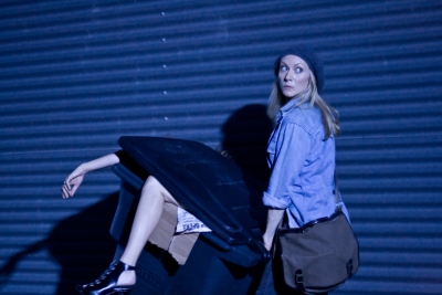 Tina Benko as crazed paparazza Diane hijacks Molly Ward as sleazy celeb Taylor in PHOTO OP, a short film by Shawn Nacol